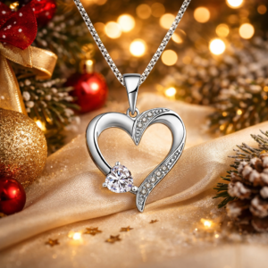 Naszyjnik srebrny 925 z sercem i cyrkoniami
