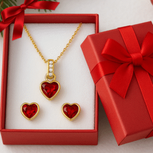 Komplet naszyjnik + kolczyki z serduszkiem