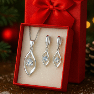 Elegancki komplet biżuterii srebrnej z cyrkoniami