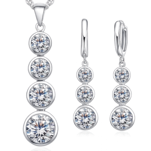 Komplet srebrnej biżuterii z cyrkoniami