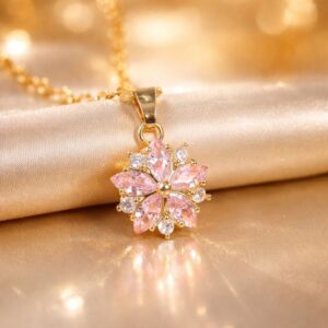 Naszyjnik z motywem kwiatka z cyrkoniami