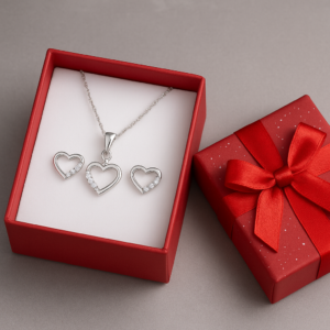 Srebrny komplet biżuterii SERDUSZKA z cyrkoniami