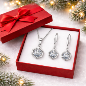 Komplet biżuterii srebro 925 z motywem kostki