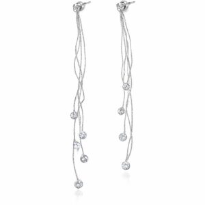 Eleganckie długie kolczyki z cyrkoniami – srebrne
