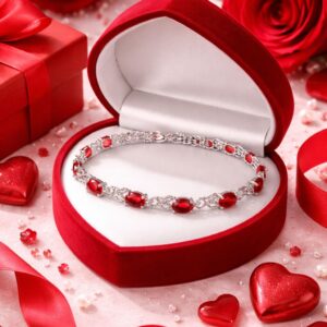 Luksusowa bransoletka – srebro 925 z czerwoną cyrkonią