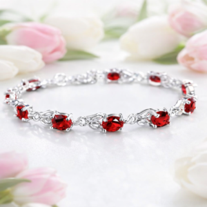 Luksusowa bransoletka – srebro 925 z czerwoną cyrkonią