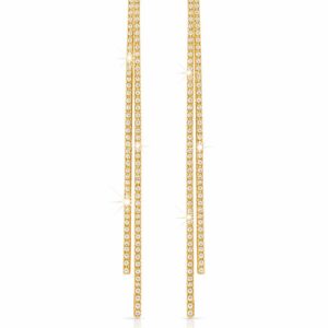 Długie złote kolczyki z cyrkoniami – błyszczące