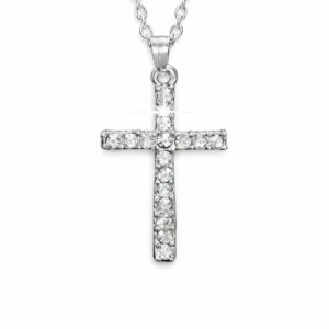 Srebrny naszyjnik z krzyżykiem - stal chirurgiczna + cyrkonie