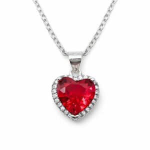 Naszyjnik srebrny z czerwonym serduszkiem