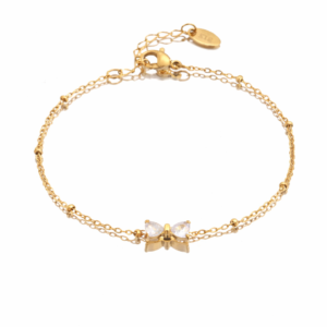 Złota bransoletka z ozdobną kokardką