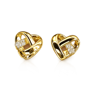 Kolczyki pozłacane serce z cyrkoniami