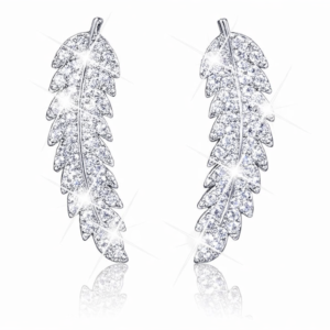 Kolczyki w kształcie piórka z cyrkoniami