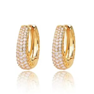 Złote kolczyki kółka z cyrkoniami