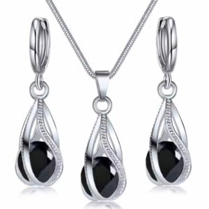 Zestaw biżuterii Elegance Black – naszyjnik i kolczyki