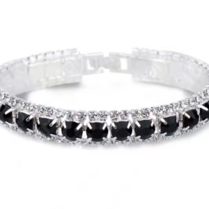 Srebrna Bransoletka 925 Black Diamond z Czarnymi Cyrkoniami
