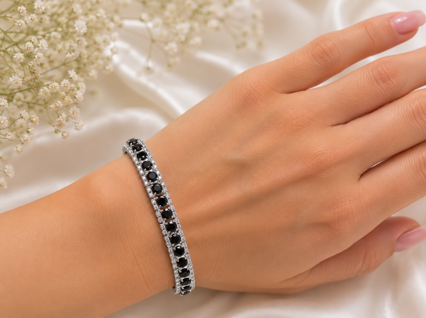 Bransoletka srebrna 925 z czarnymi cyrkoniami Black Diamond - obrazek 3