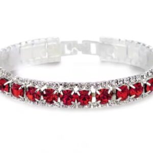 Srebrna Bransoletka 925 Ruby Crystal z Czerwonymi Cyrkoniami