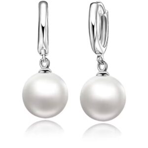 Kolczyki srebrne 925 z białą perłą 10 mm – Pearl Glow Collection Eliora